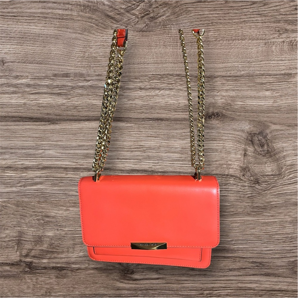 Micheal Kors Coral Handbag with Gold Chain